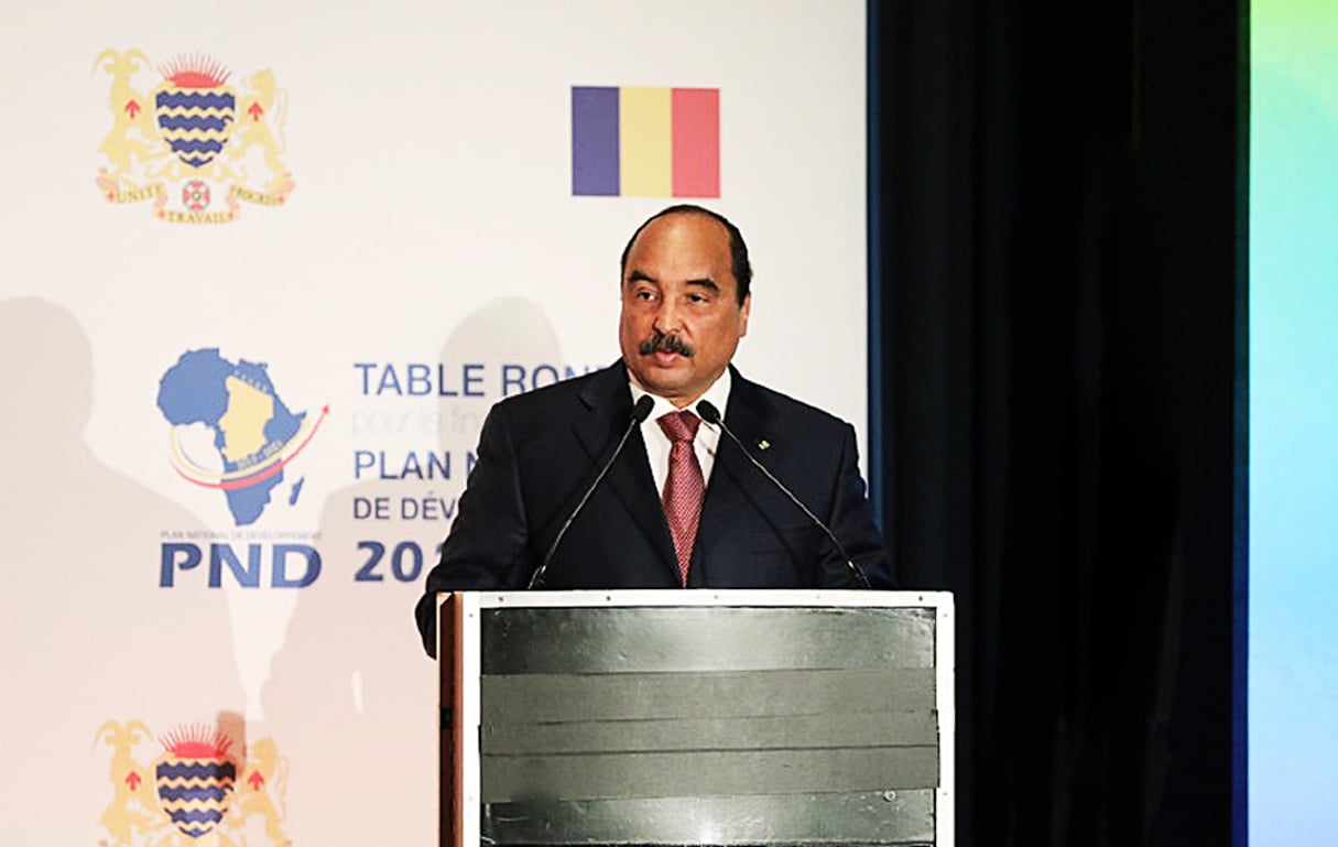 Mohamed Ould Abdelaziz, lors de la conférence sur le Tchad, à Paris, le 8 septembre. © AMI