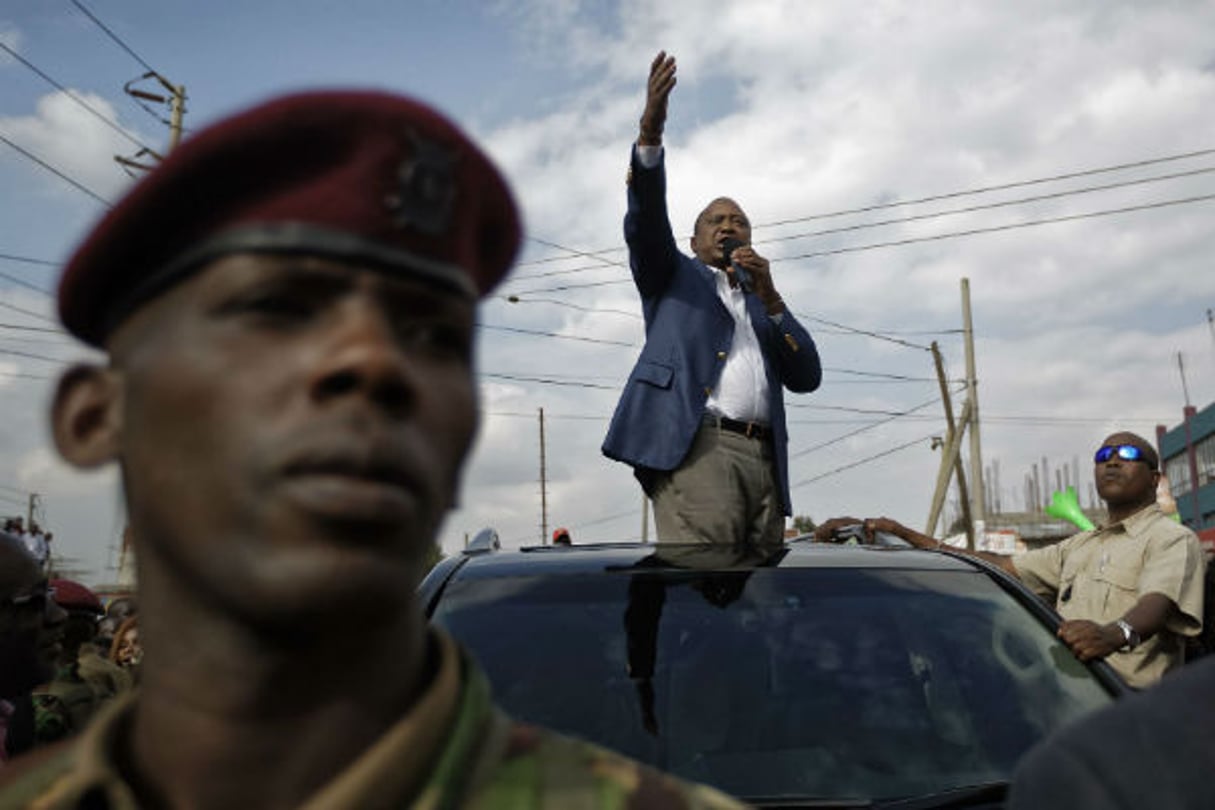 Le président kényan Uhuru Kenyatta lors d’un meeting dans la banlieue de Nairobi, le 5 septembre 2017. © Ben Curtis/AP/SIPA