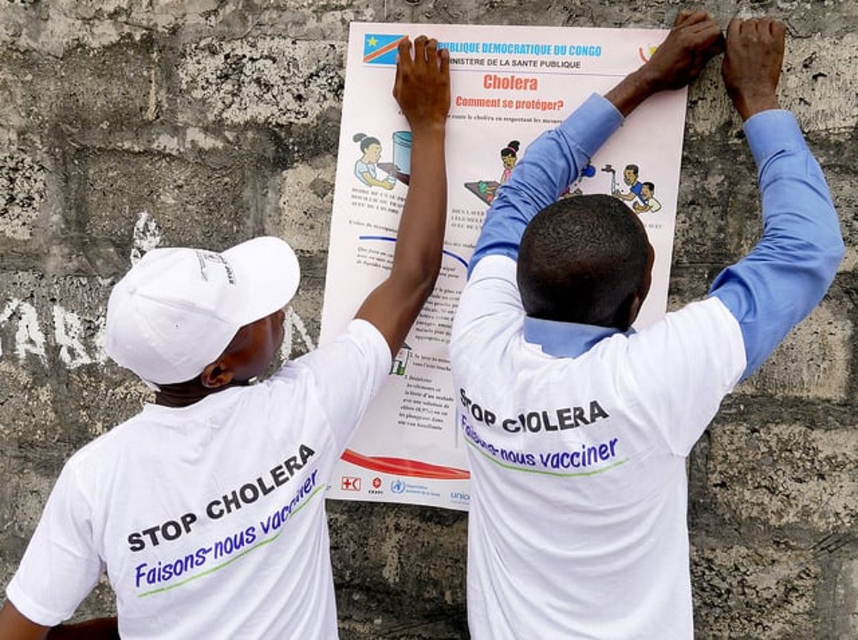 Affichage de messages de prévention anti-choléra dans le quartier de Pakadjuma à Kinshasa, en RDC, en 2016. (Image d’illustration) © Photo : Flickr / Monusco / Creative Commons