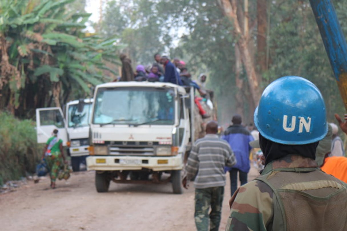 Un Casbleu de la Monusco à Kanya Bayonga, dans l’est de la RDC, le 15 février 2017. © Trésor Kibangula/J.A.