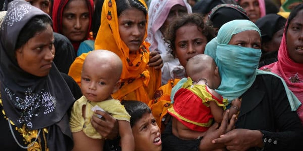 Des réfugiés rohingyas au Bangladesh, le 5 octobre 2017. © Zakir Hossain Chowdhury/AP/SIPA