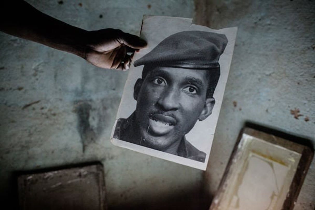 Détail d’une sérigraphie à l’effigie de Thomas Sankara. © Photo : Sophie Garcia / HansLucas