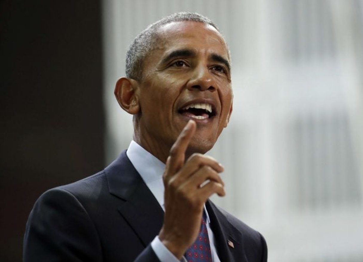 L’ancien président Barack Obama lors d’une conférence à New York, en septembre 2017. © Julio Cortez/AP/SIPA