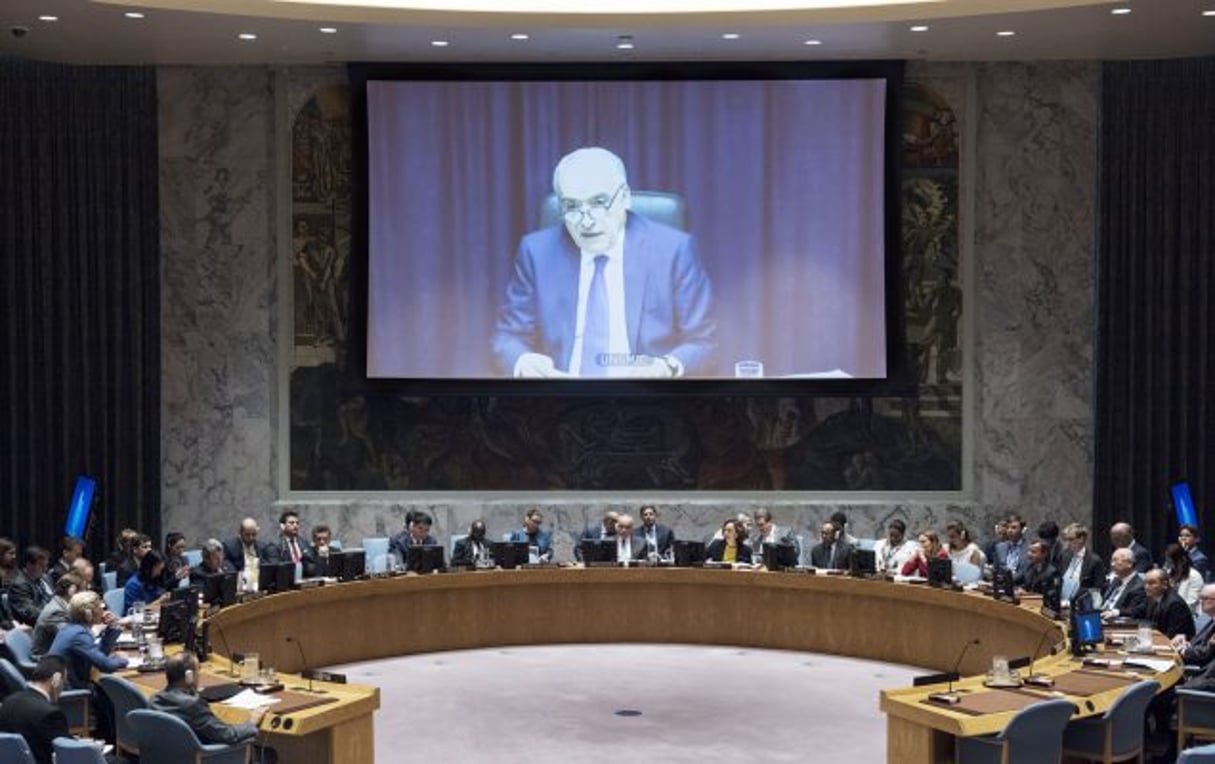 Ghassan Salamé s’adressant au Conseil de sécurité par visioconférence, le 28 août dernier. © UN Photo/Kim Haughton