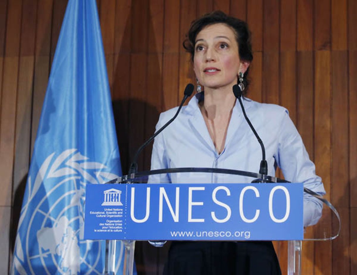 La nouvelle directrice générale de l’UNESCO Audrey Azoulay au siège de l’organisation, à Paris, le 13 octobre 2017. © Michel Euler/AP/SIPA