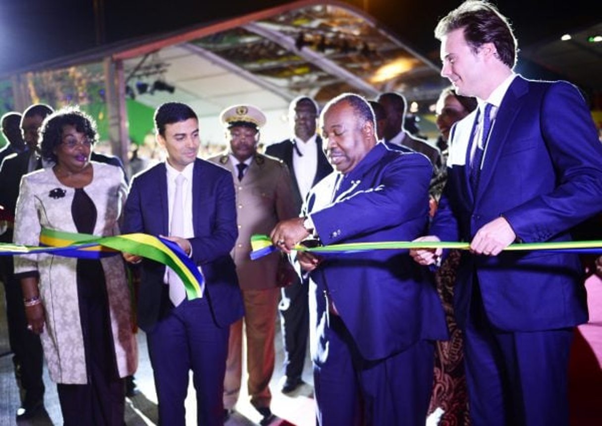 Ali Bongo Ondimba et Cyrille Bolloré lors de l’inauguration du nouveau port d’Owendo, le 14 octobre. © David Ignaszewski
