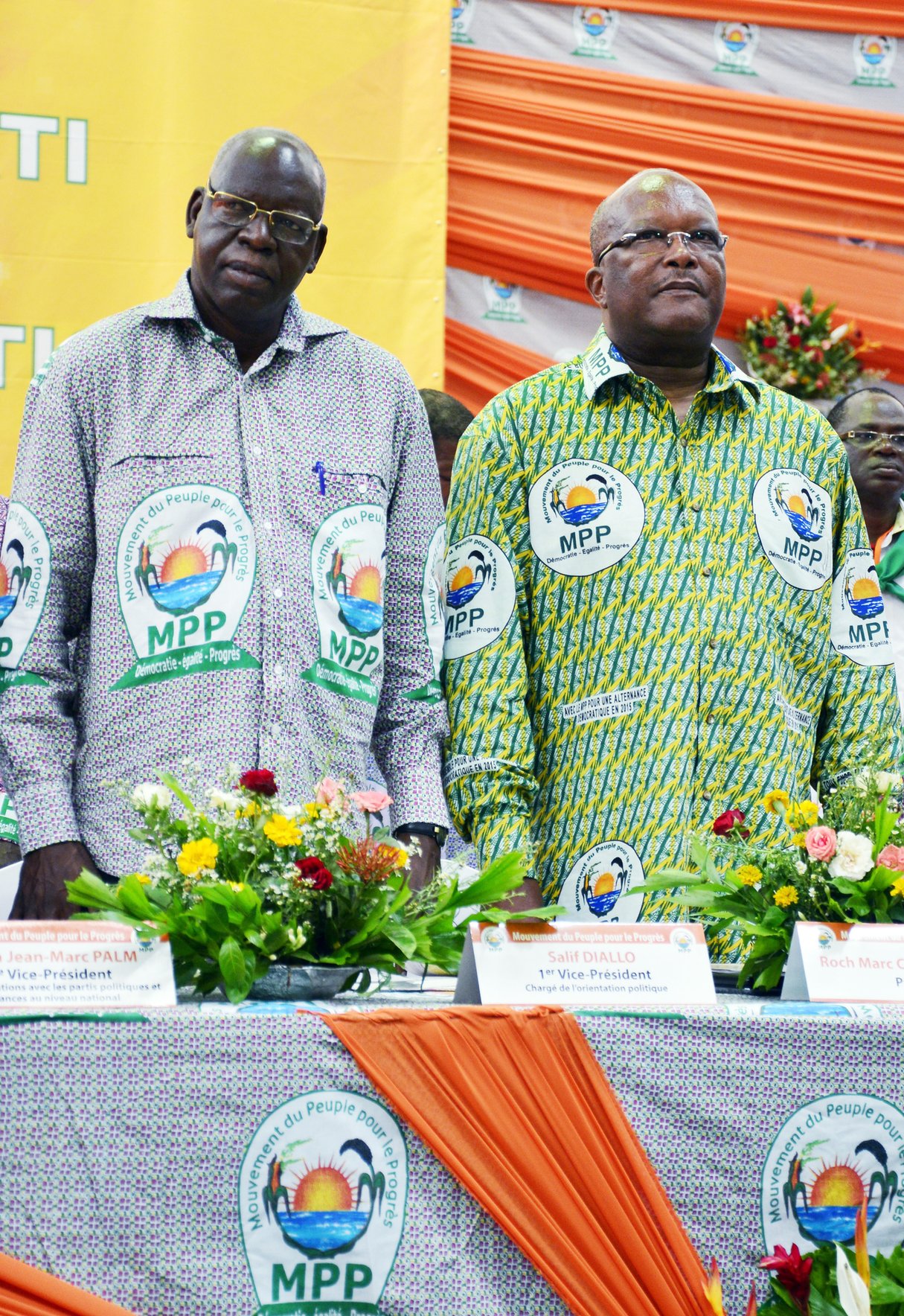 Salif Diallo et Roch Marc Christian Kaboré lors du premier congrès du MPP, en avril 2014, à Ouagadougou. &copy; AHMED OUOBA/AFP