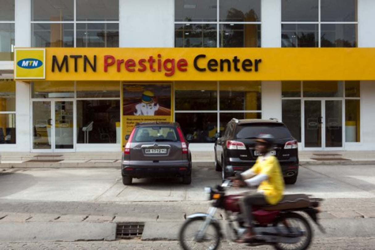 Un magasin de l’opérateur de téléphonie mobile MTN à Cotonou, au Bénin, le 24 février 2016 © Gwenn Dubourthoumieu pour Jeune Afrique