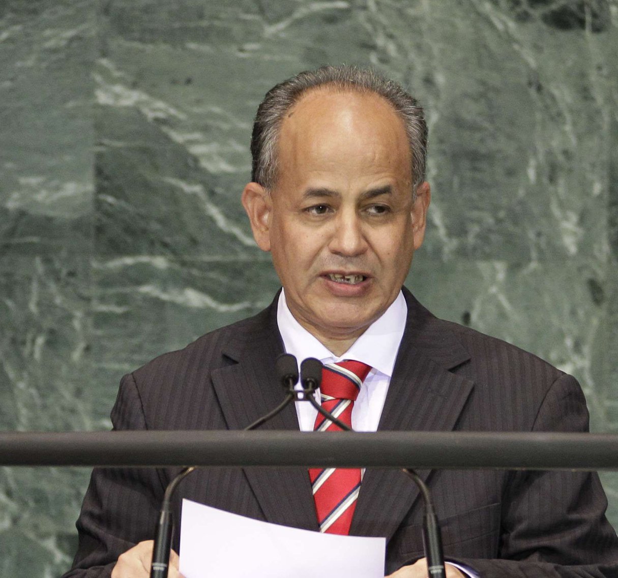Moulaye Ould Mohamed Laghdaf, alors premier ministre, au siège de l'ONU, le 21 septembre 2010. &copy; Frank Franklin II/AP/SIPA