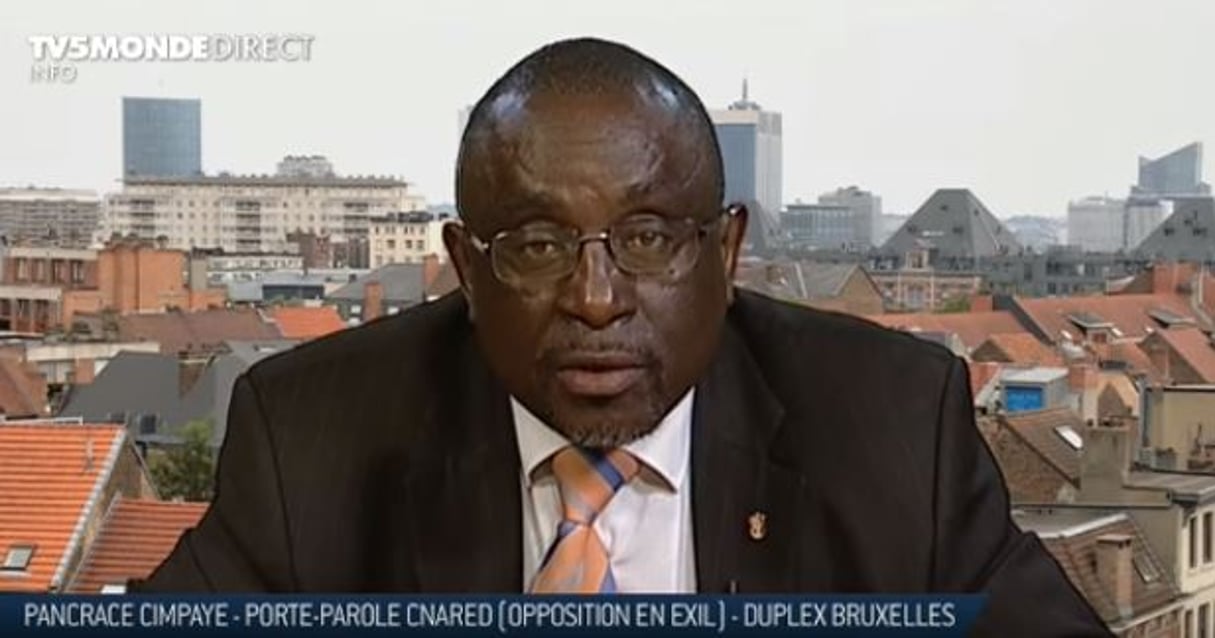 Pancrace Cimpaye interviewé par TV5 Monde, en juillet 2017. © Capture d’écran YouTube