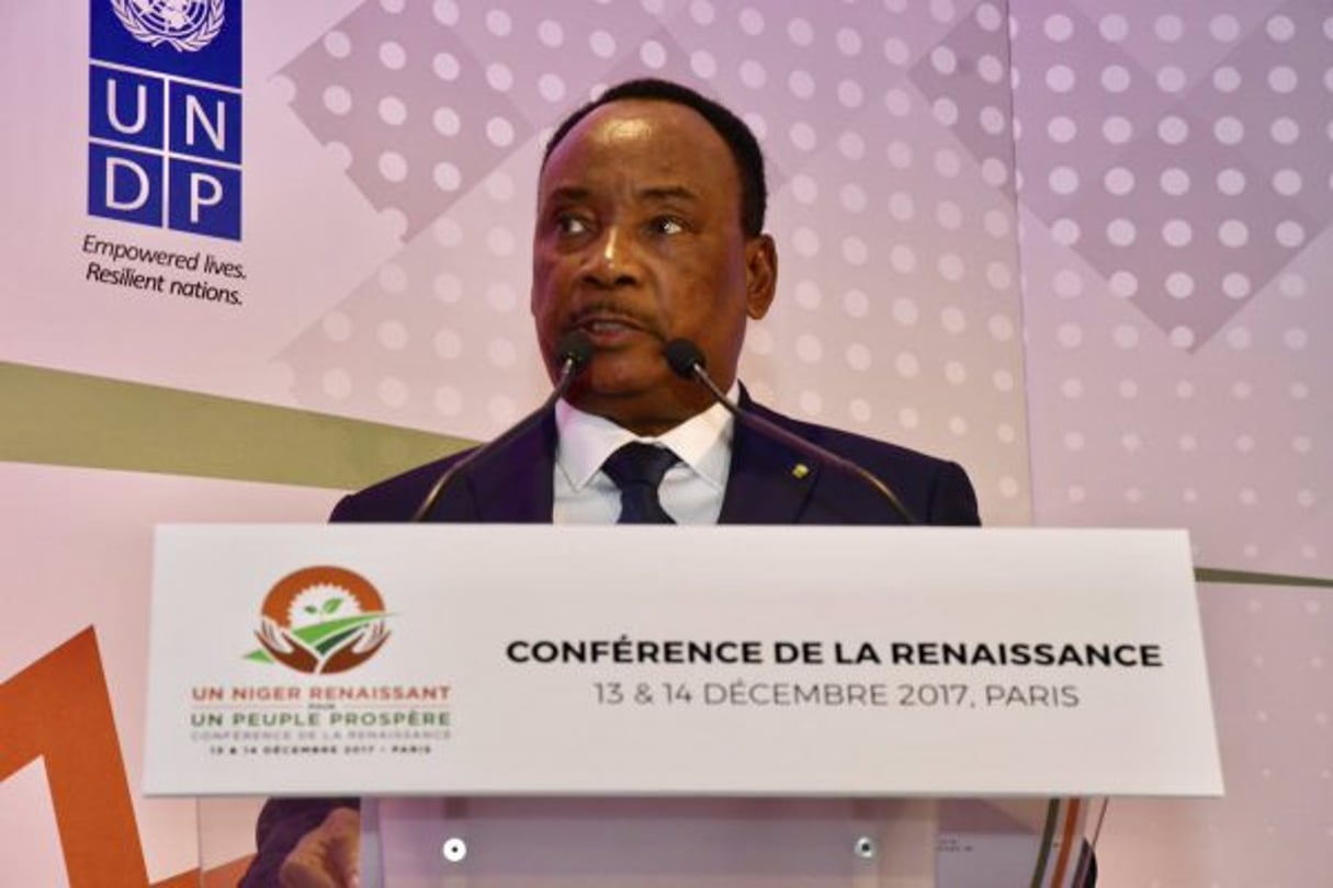 Le Président du Niger Mahamadou Issoufou lors de la Conférence de la renaissance le 13 décembre à Paris © Présidence du Niger