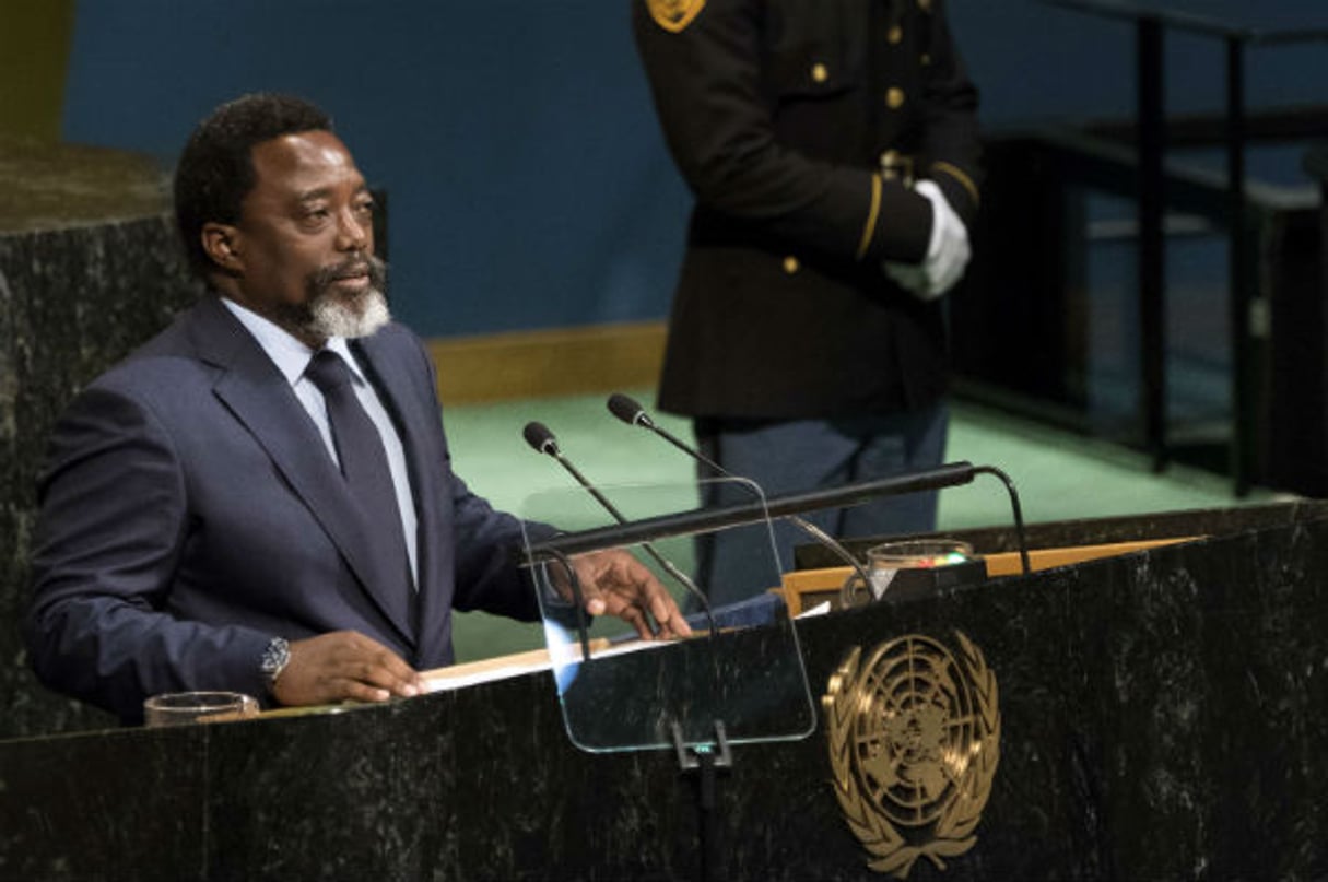 Joseph Kabila, président de la RDC, à la tribune des Nations unies le 23 septembre 2017. © Craig Ruttle/AP/SIPA