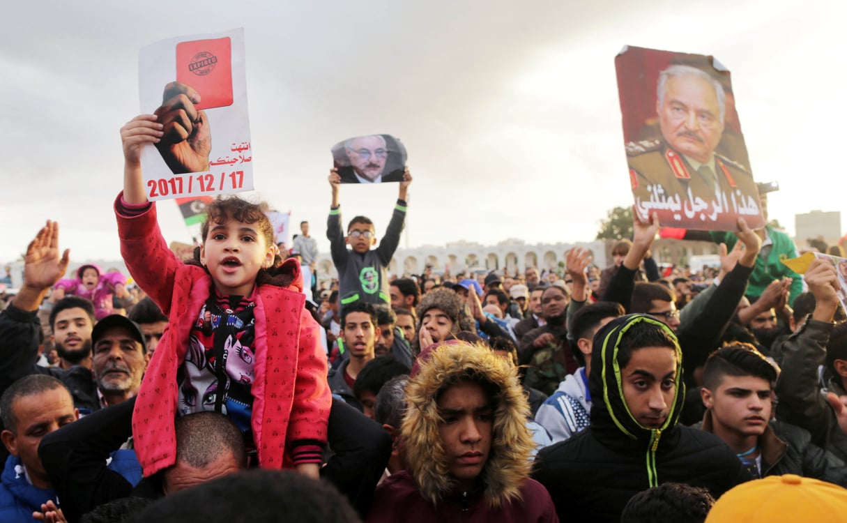 Rassemblement de partisans du maréchal à Benghazi, le 17 décembre 2017. &copy; Esam Omran Al-Fetori /REUTERS