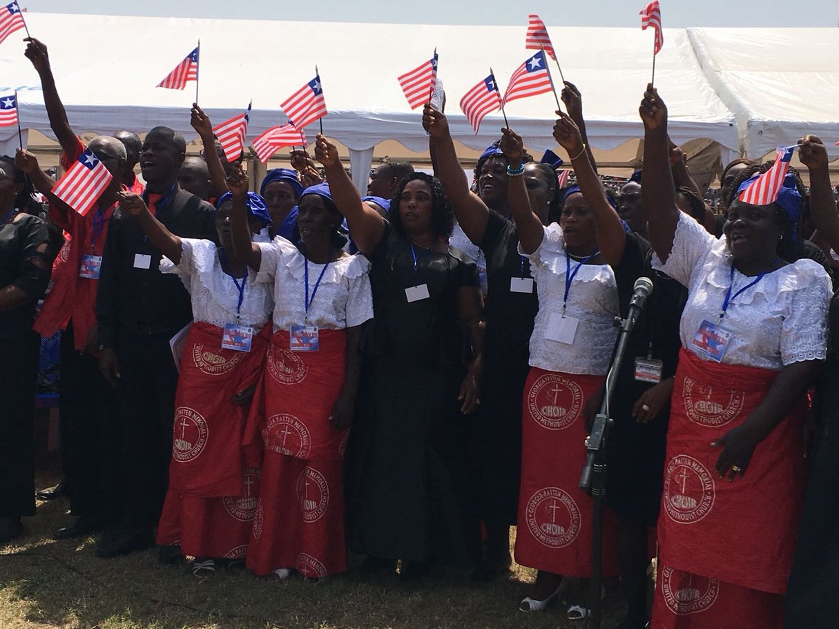 Lors de la cérémonie d'investiture de Geroge Weah à Monrovia, lundi 22 janvier 2017. &copy; Anna Sylvestre-Treiner pour Jeune Afrique