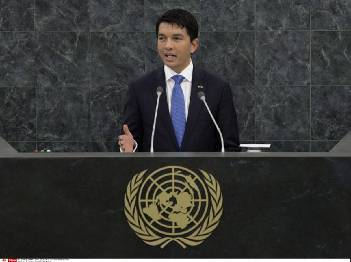 Andry Rajoelina, président de la Transition de la République de Madagascar, en 2013. © Stan Honda/AP/SIPA