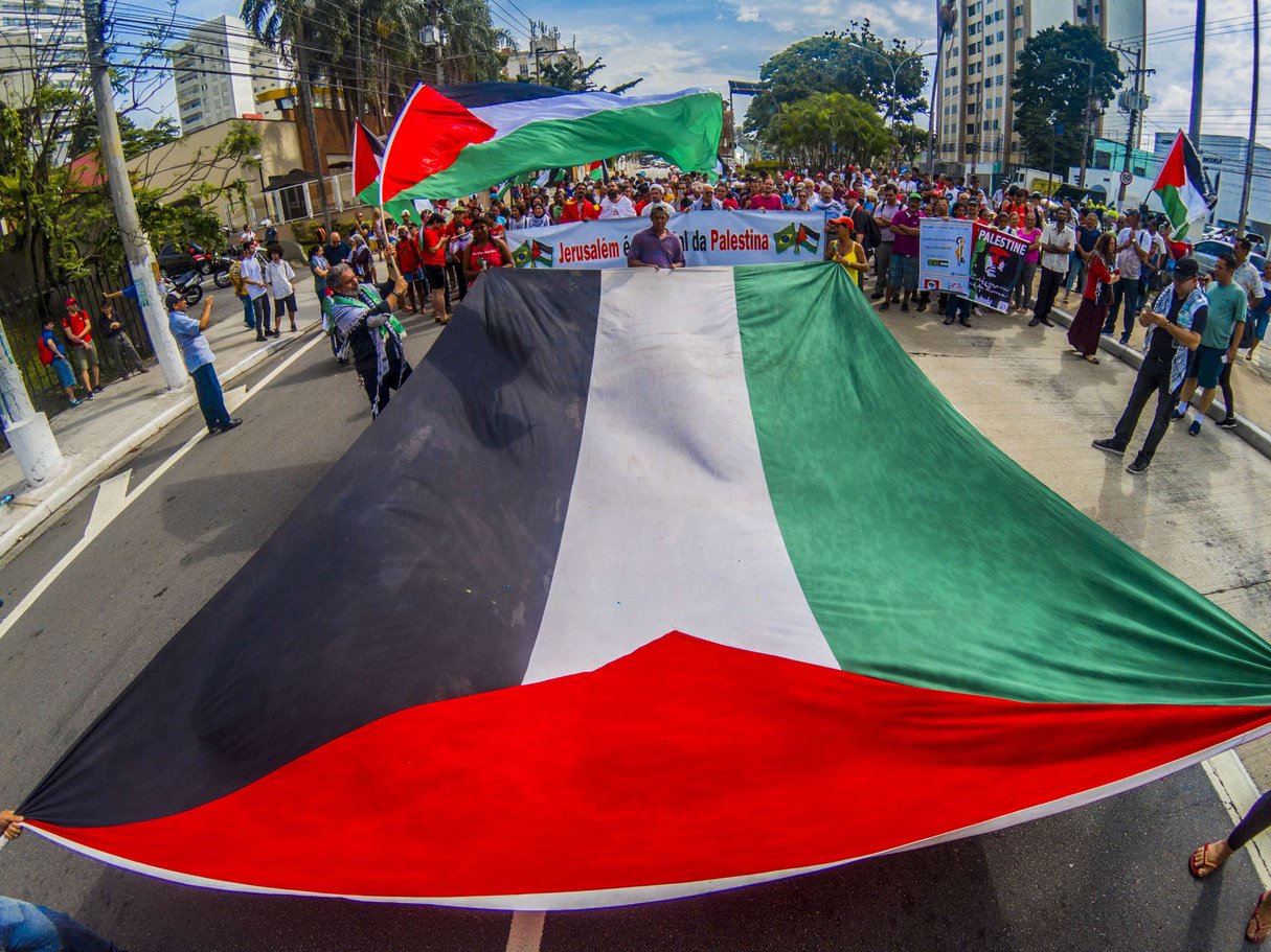 Manifestation contre l’annonce du président américain Donald Trump de reconnaître Jérusalem comme la capitale d’Israël, le 15 décembre 2017 au Brésil (photo d’illustration). © Cris Faga/Shutterstock/SIPA