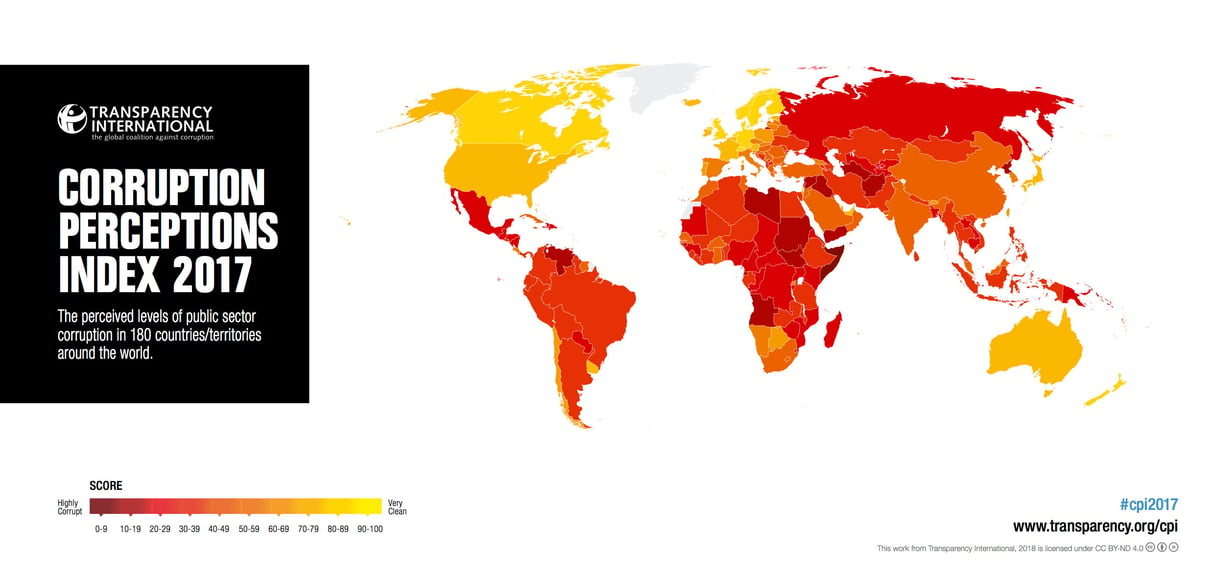 État des lieux de la corruption dans le monde en 2017 © Transparency International