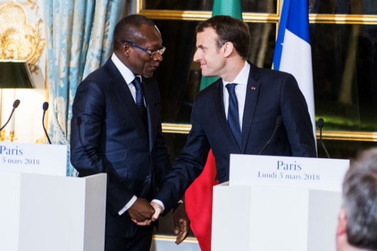 Patrice Talon, président du Bénin, et le président français Emmanuel Macron, à l’Élysée le lundi 5 mars 2018 © DR/Présidence du Bénin