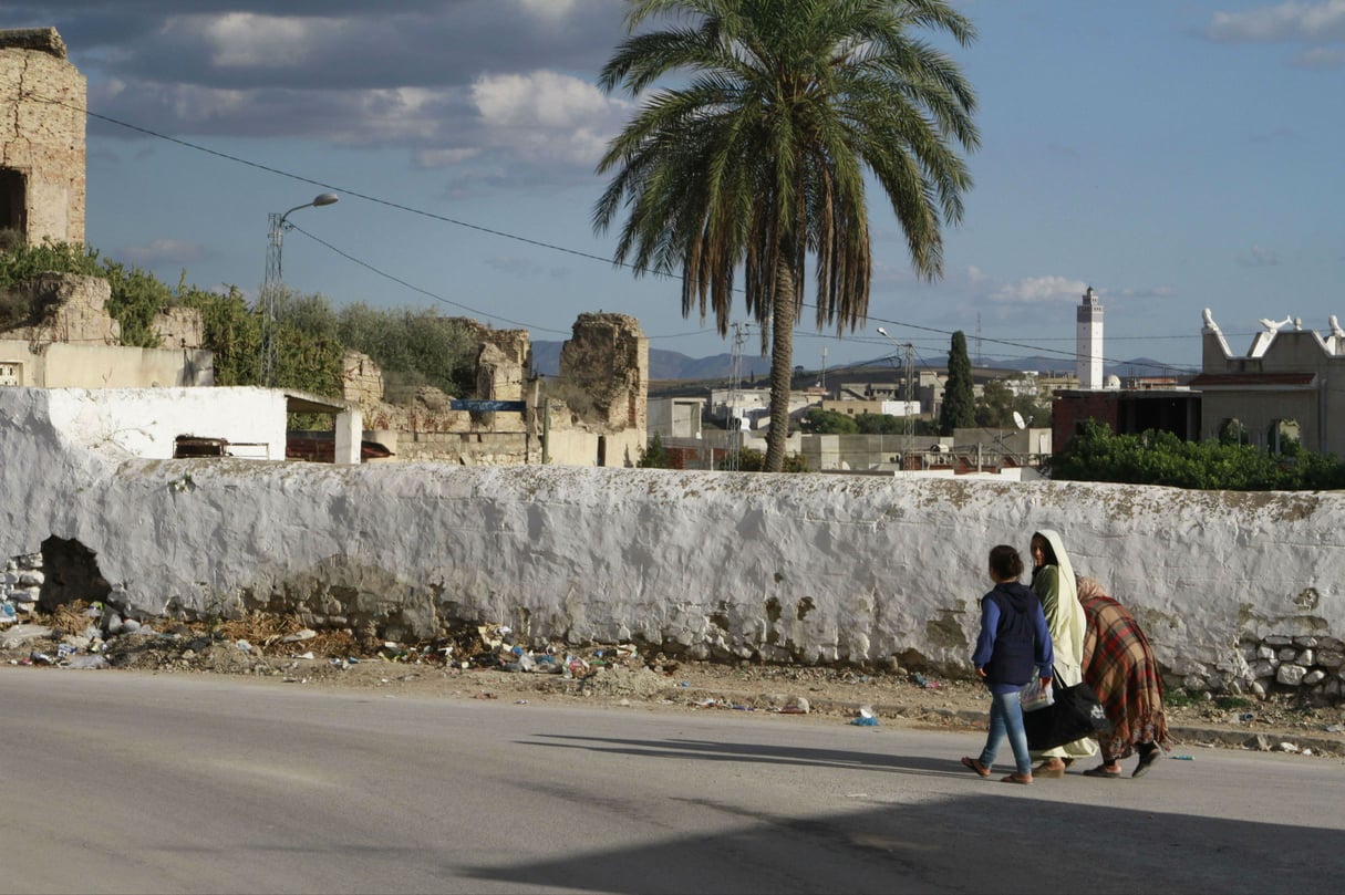 Mhamdiya, un quartier de la banlieue de Tunis d'où sont partis de nombreux jeunes qui ont rejoint des groupes jihadistes en Syrie et en Libye. &copy; Paul Schemm/AP/SIPA