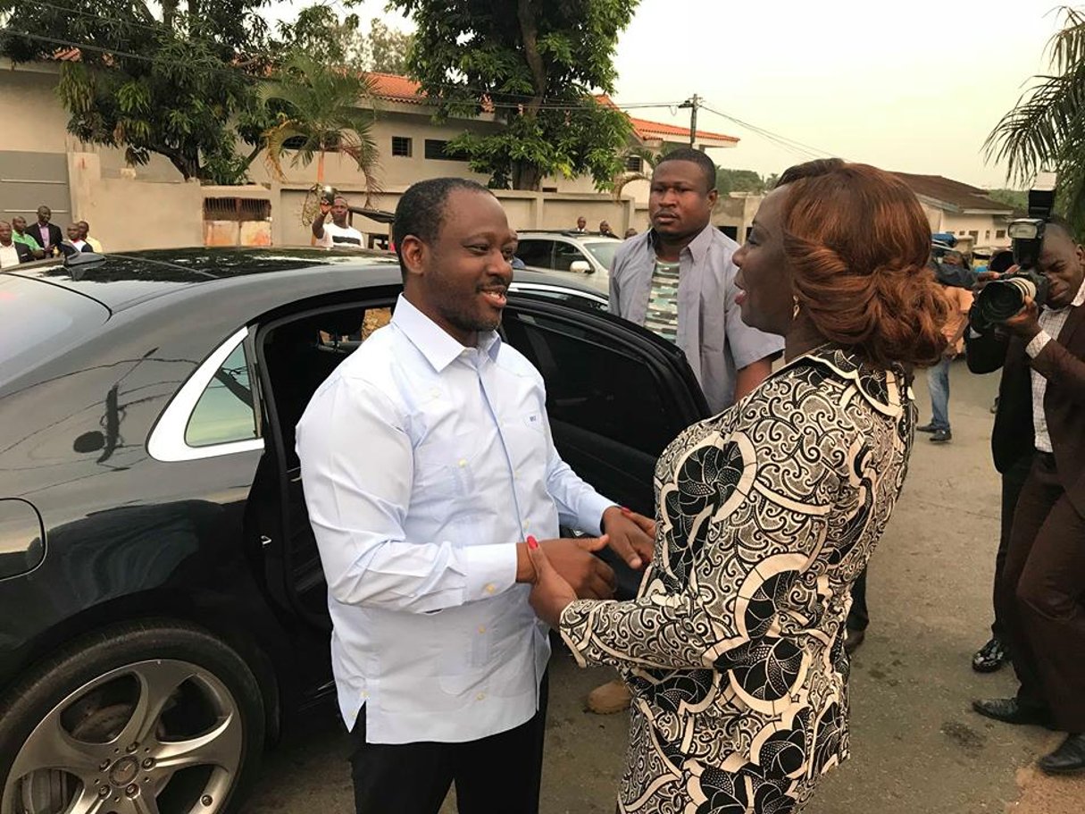 Kandia Camara et Guillaume Soro, à son arrivée au siège du RDR à Abidjan le 29 mars 2018 © RDR