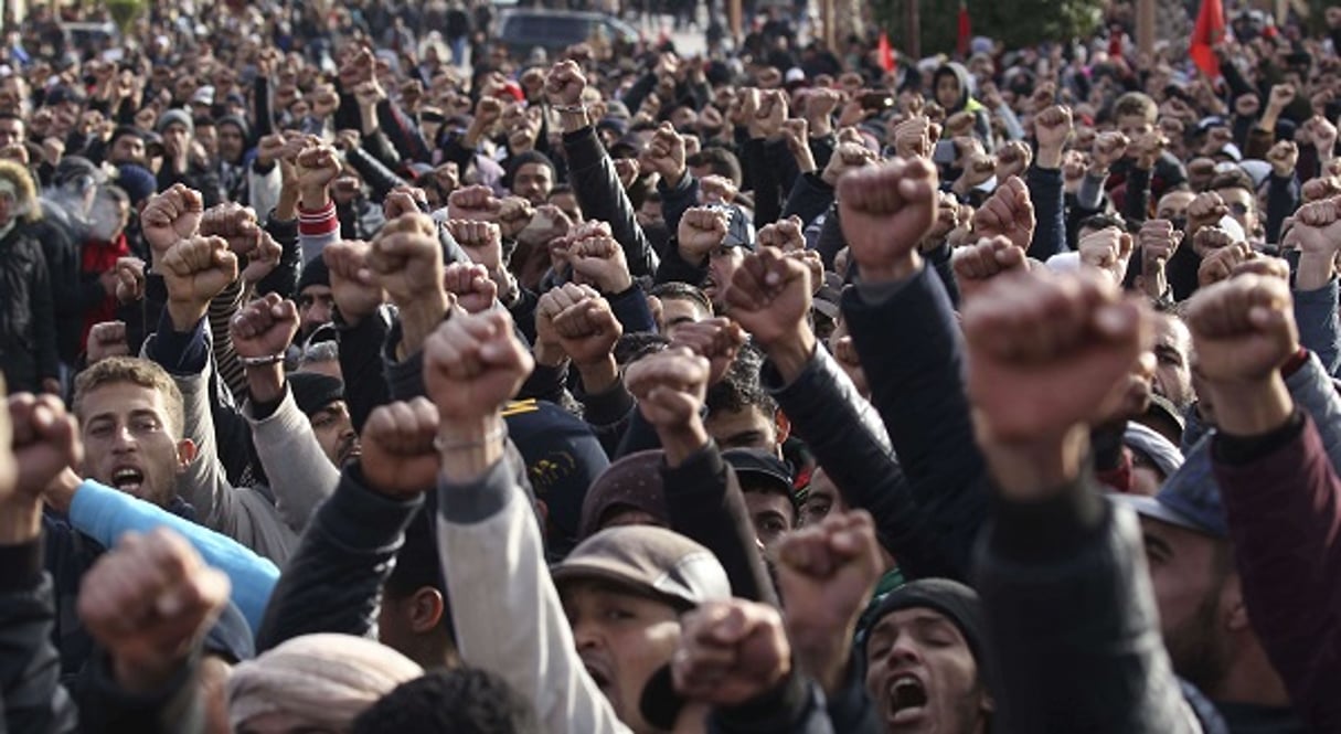 Manifestation à Jerada, le 3 février 2018. © AP/SIPA