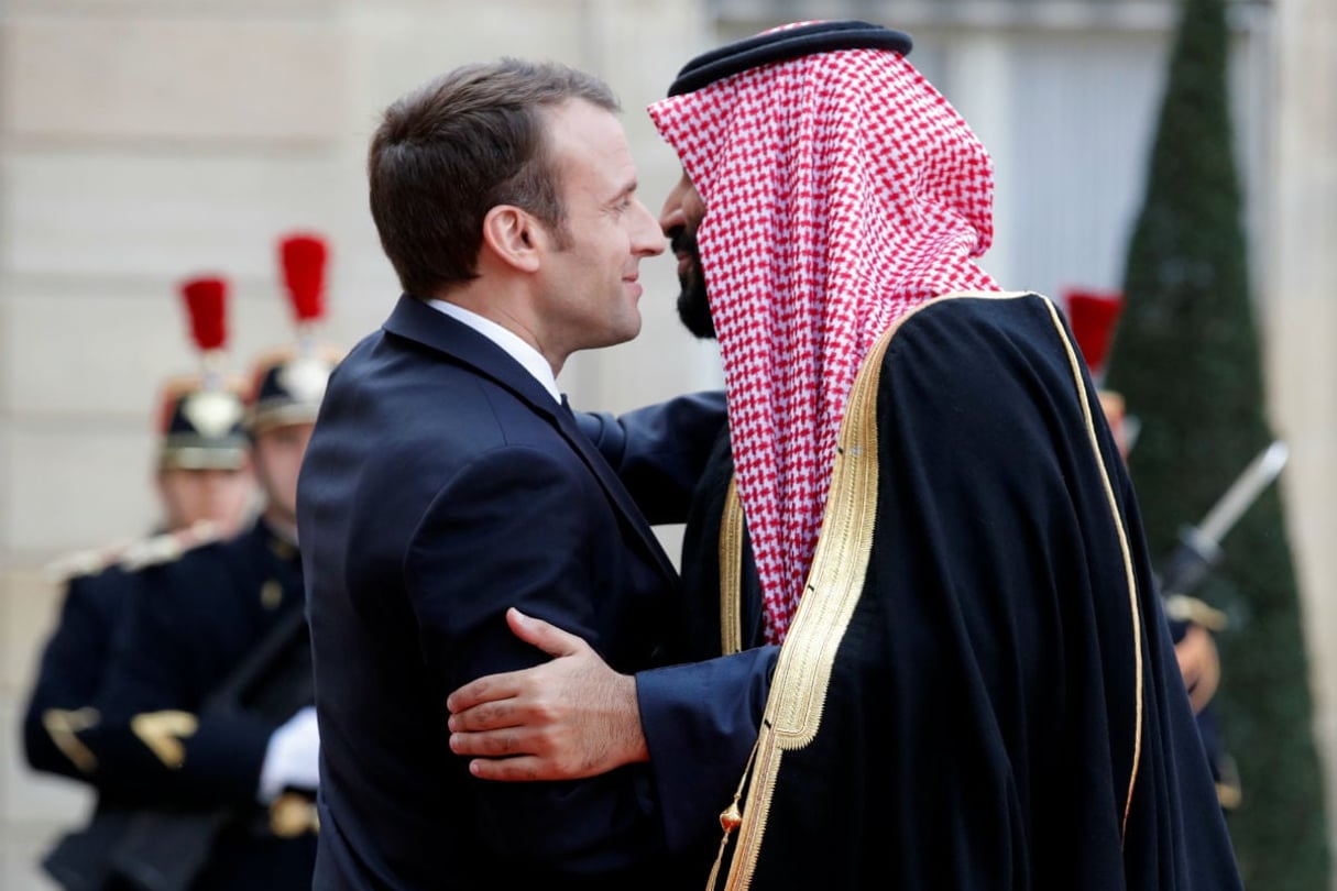 Emmanuel Macron, président fraçais, et Mohammed Ben Salmane, vice-Premier ministre saoudien, et prince héritier d’Arabie saoudite, à l’Élysée le 10 avril 2018. © REUTERS/Philippe Wojazer