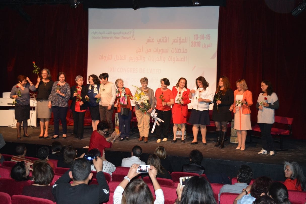 Le 12e congrès de l’Association tunisienne des femmes démocrates. à Tunis, le 13 avril 2018, qui s’est clôturé dimanche. © Wikimedia Commons/Omegatak