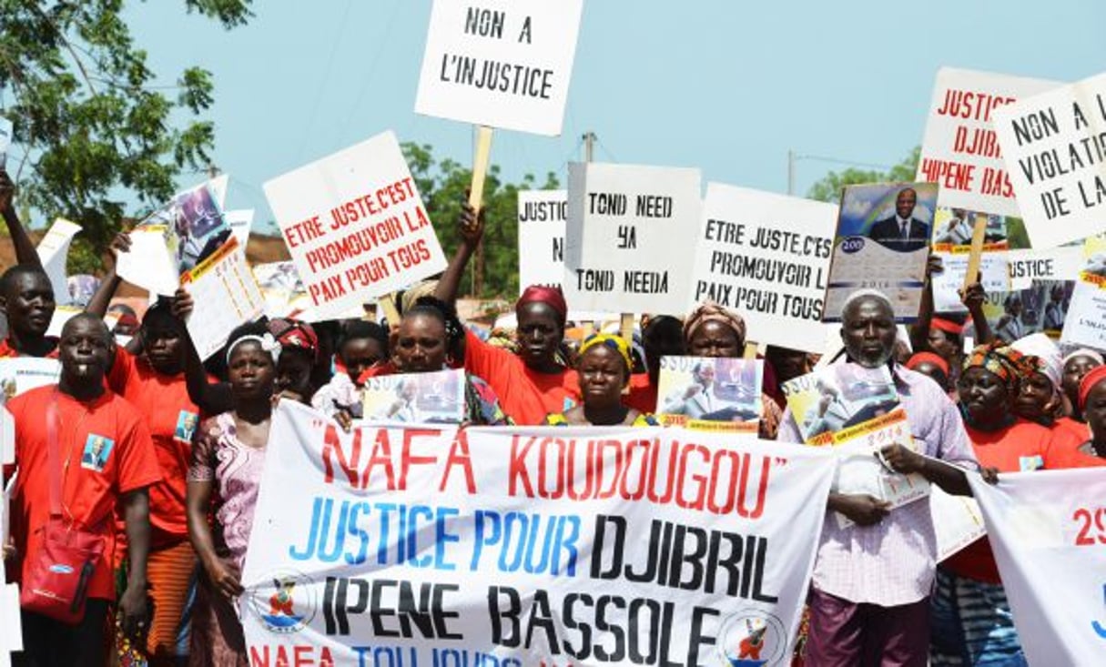 Manifestation de soutien à l’ex-ministre des Affaires étrangères à Reo, près de Koudougou, en 2016. © AHMED OUOBA/AFP