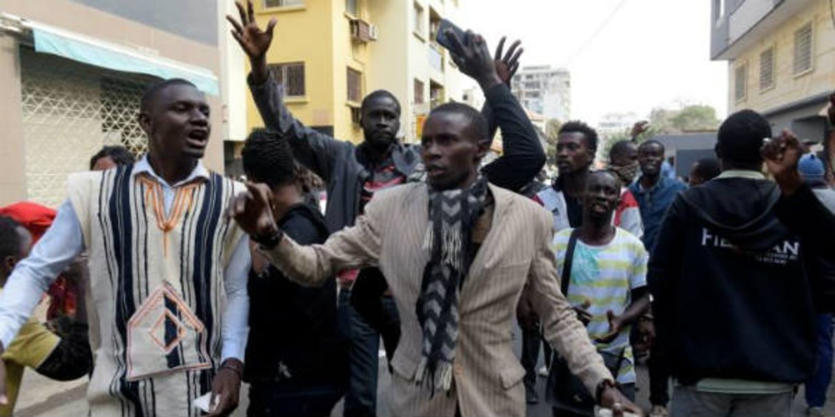 Manifestation anti-gouvernementale à Dakar, le 19 avril 2018. © SEYLLOU / AFP