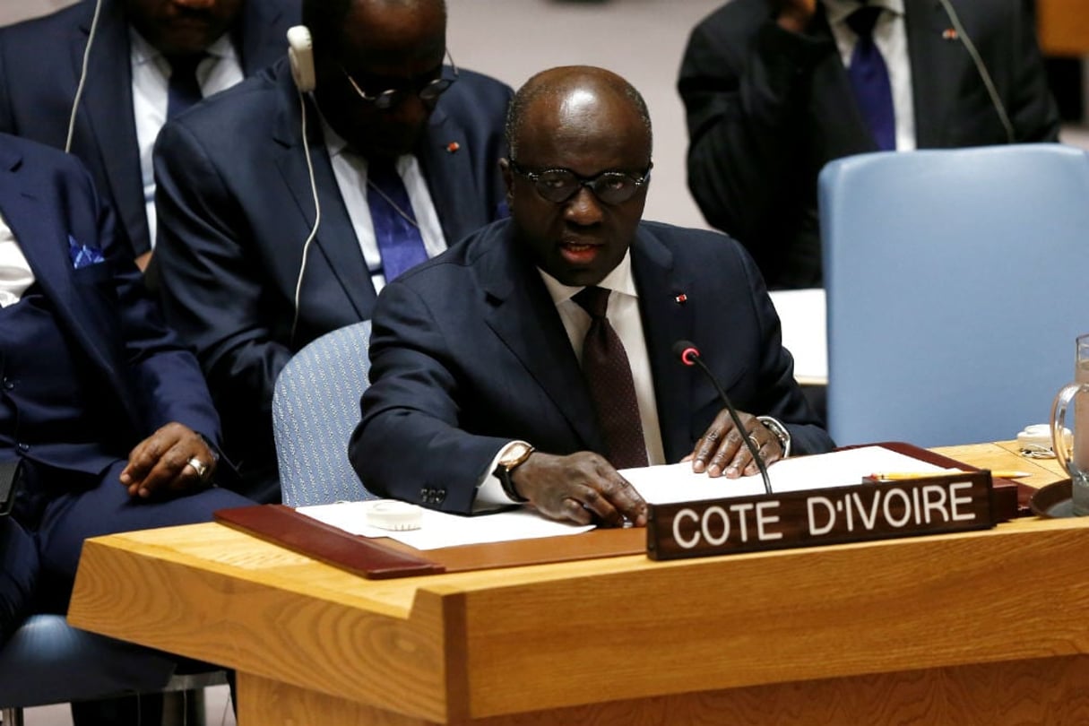 Marcel Amon Tanoh, le ministre ivoirien des Affaires étrangères, en juillet 2017 à l’ONU. © REUTERS/Mike Segar