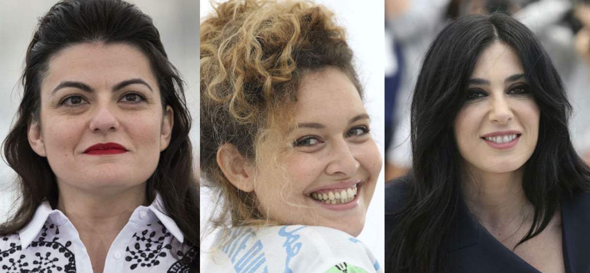 De gauche à droite : Gaya Jiji, Myriam ben M’Barek et Nadine Labaki, lors du Festival de Cannes 2018. © Photos : Vianney Le Caer/AP/SIPA