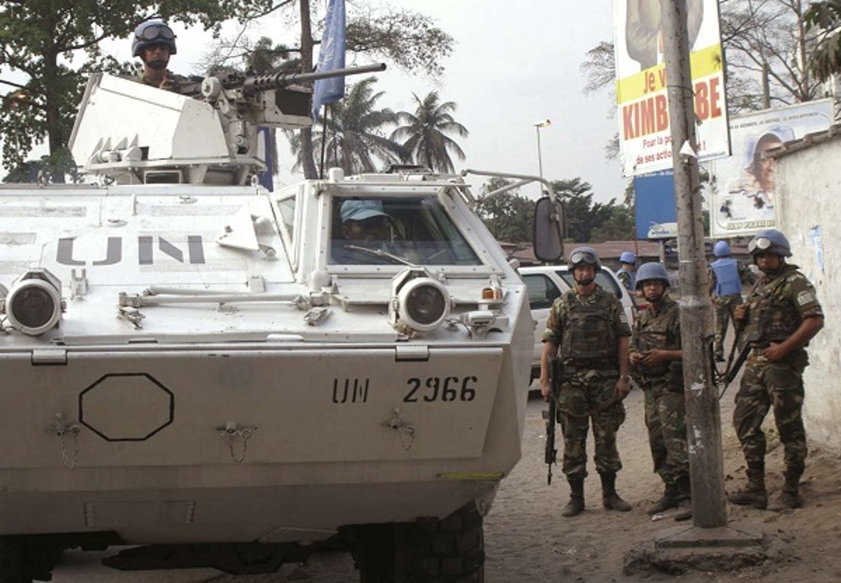 Soldats de la Monusco à Kinshasa, en août 2006. © John Bompengo/AP/SIPA