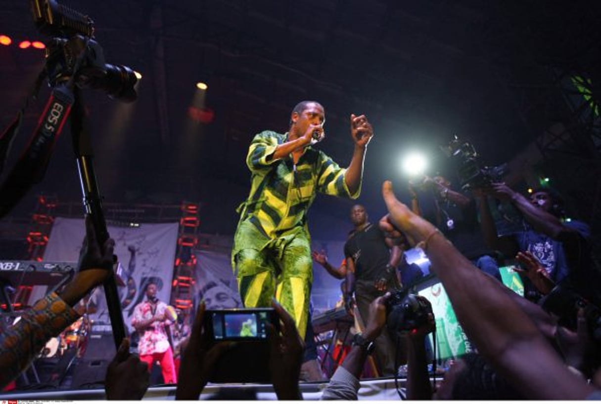 Sur la scène du New Afrika Shrine, pendant la Felabration, le 21 octobre 2013, à Lagos. © Sunday Alamba/AP/SIPA