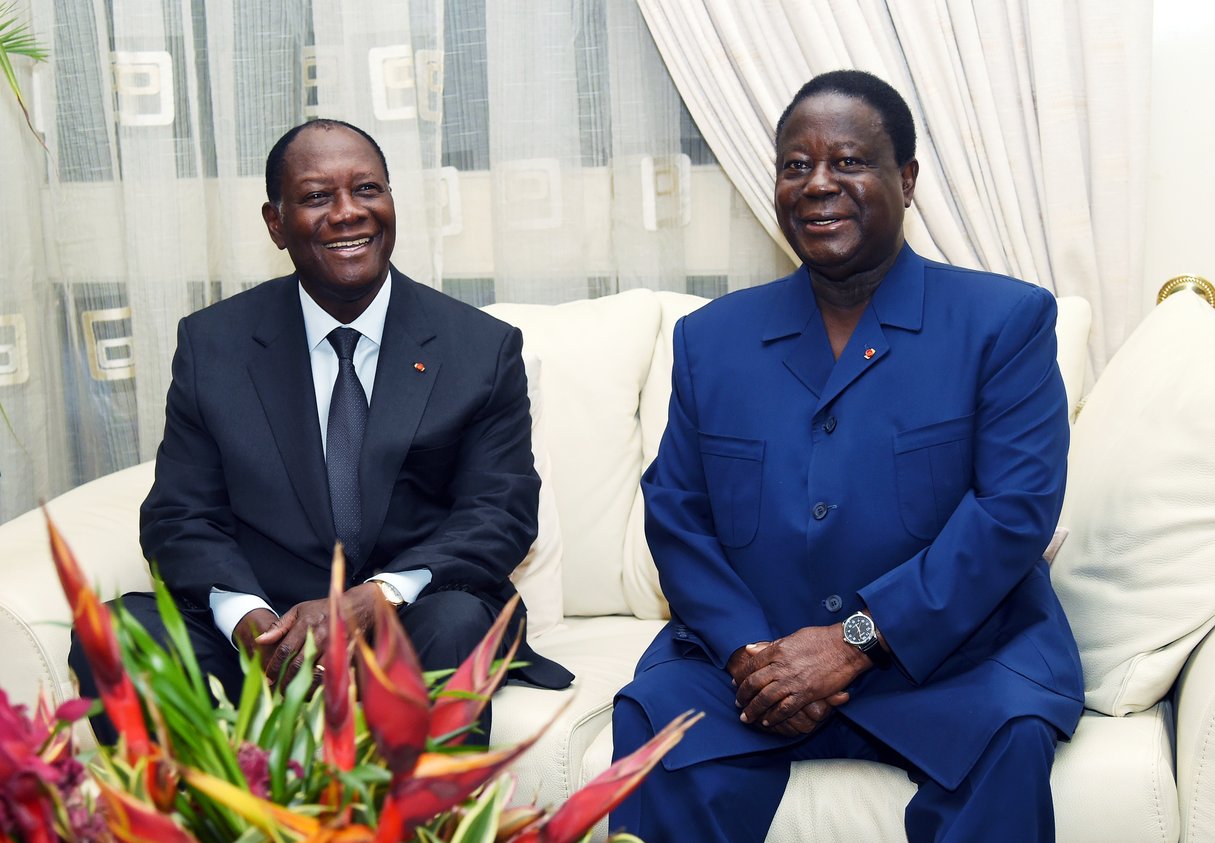 Le chef de l’État ivoirien et Henri Konan Bédié. © sia kambou/AFP