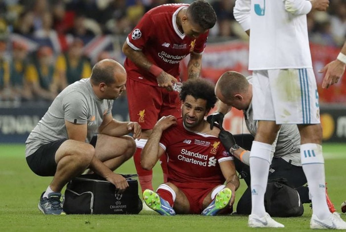 L’attaquant de Liverpool, Mohamed Salah, en finale de la Ligue des champions, le 26 mai 2018. © Sergei Grits/AP/SIPA