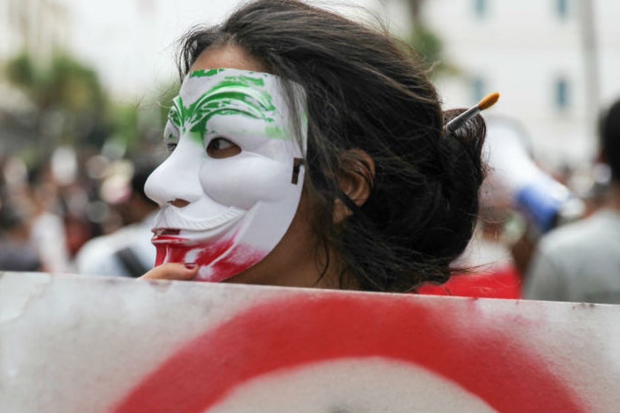 Une manifestante en Tunisie, le 16 septembre 2017. © ben ibrahim/NurPhoto/AFP