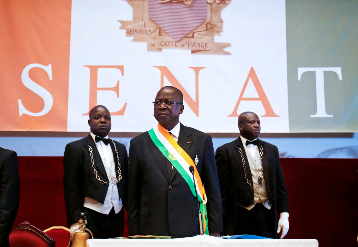 Jeannot Ahoussou-Kouadio, le président du Sénat, le 12 avril 2018. © Luc Gnago/REUTERS