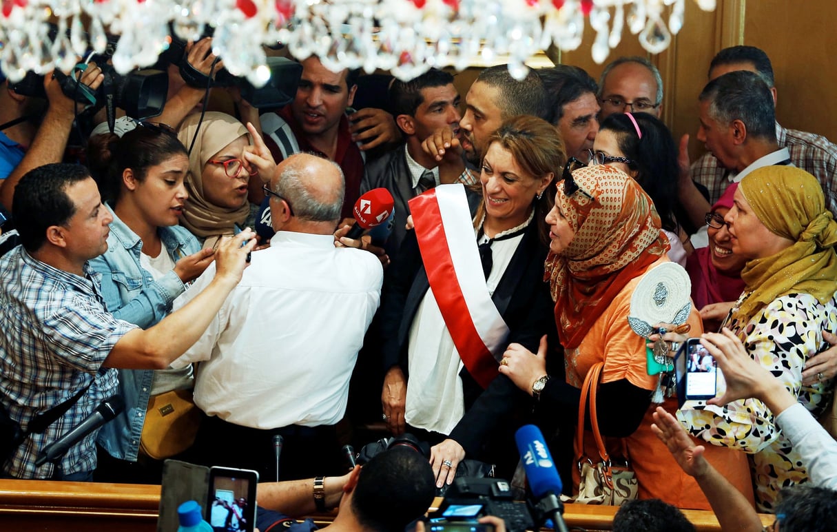 La nouvelle maire de Tunis, Souad Abderrahim, le jour de sa victoire, le 3 juillet. © Zoubeir Souissi/REUTERS