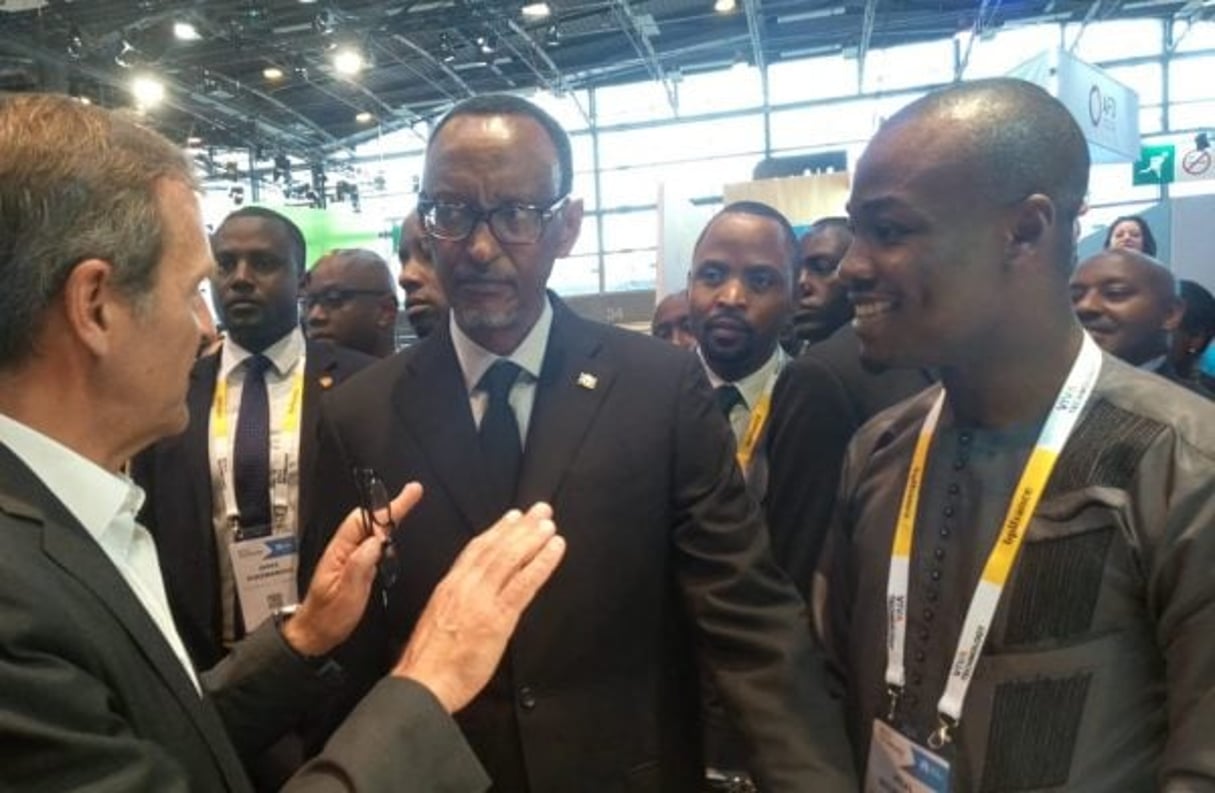 Vital Sounouvou (à droite), avec le président du Rwanda Paul Kagamé à Vivatech © DR / Vital Sounouvou