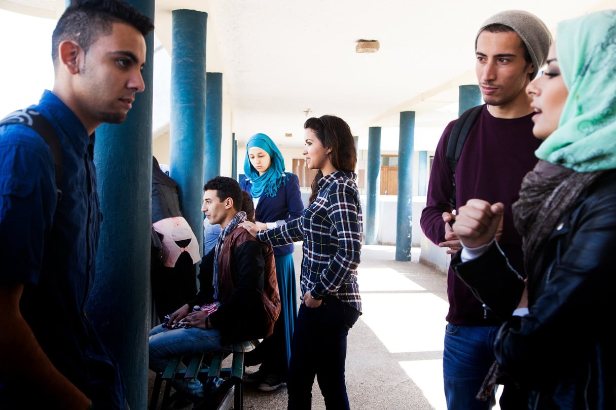 Étudiants de la faculté Ben M’sik de Casablanca. © Camille Millerand/Divergence