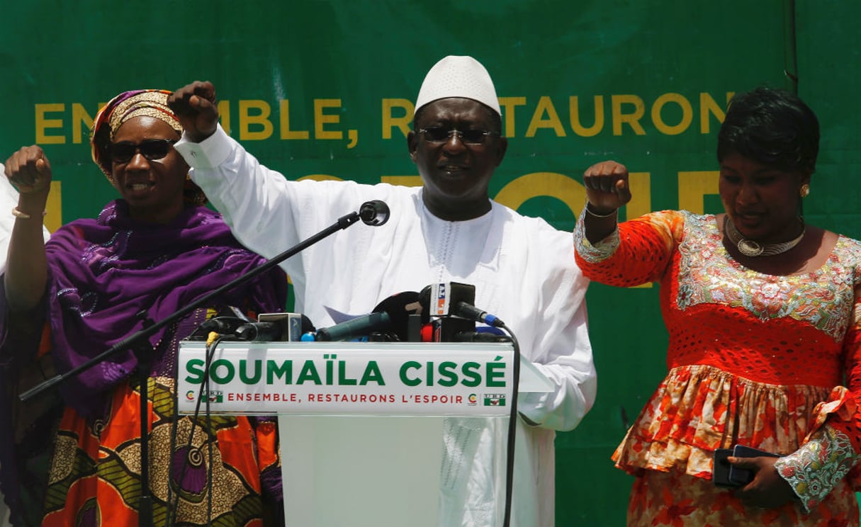 Soumaïla Cissé, lors de son discours le 3 août 2018. © REUTERS/Luc Gnago