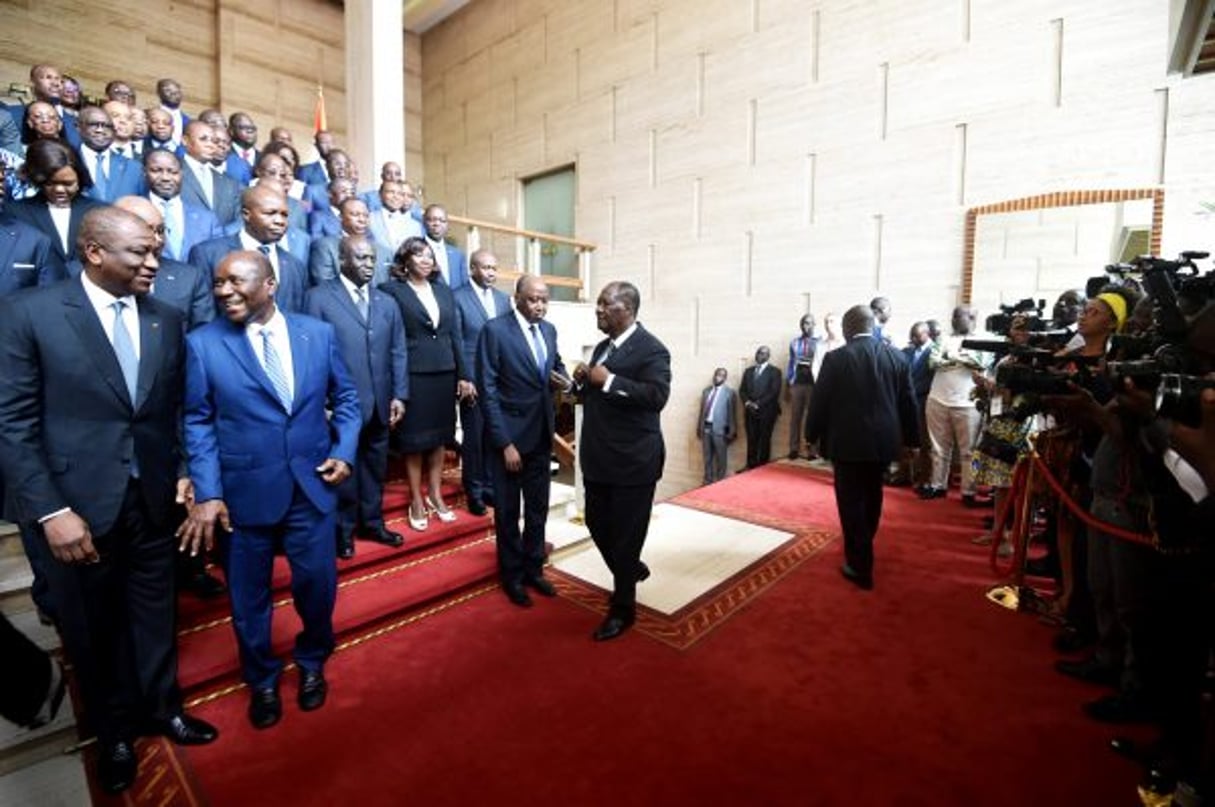 Le chef de l’État ivoirien au palais du Plateau, à Abidjan, le 11 juillet. © SIA KAMBOU/AFP
