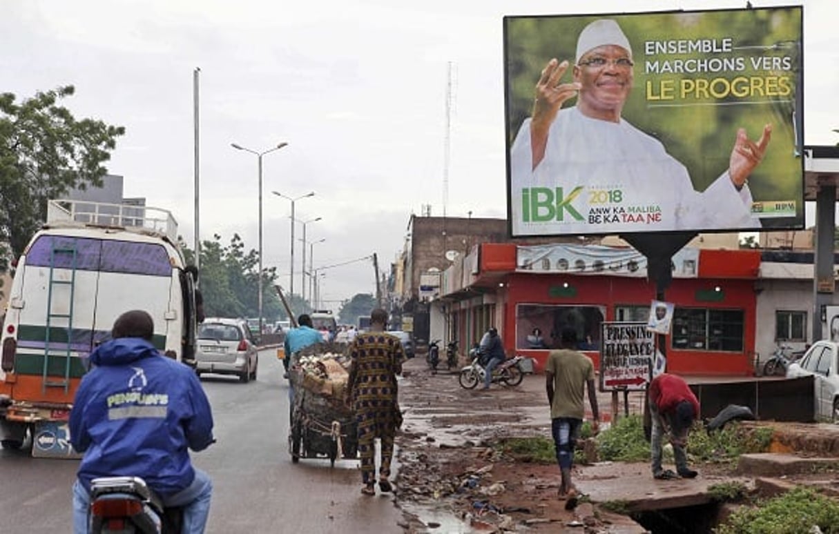 Affiche de campagne pour la réélection d’IBK. © Baba Ahmed/AP/SIPA