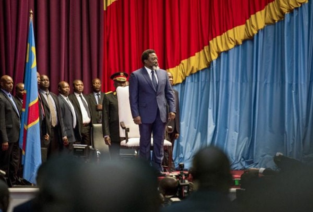 Joseph Kabila avant son discours sur l’état de la nation, le 19 juillet, devant le Parlement réuni en Congrès. © Junior D. KANNAH/AFP