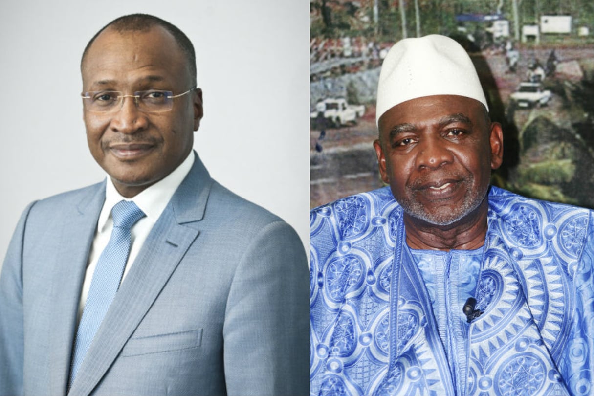 Aliou Diallo (g.) et Cheick Modibo Diarra, arrivés respectivement troisième et quatrième du premier tour de la présidentielle au Mali. © Photos : Vincent Fournier/JA / Emmanuel Daou Bakary / JA