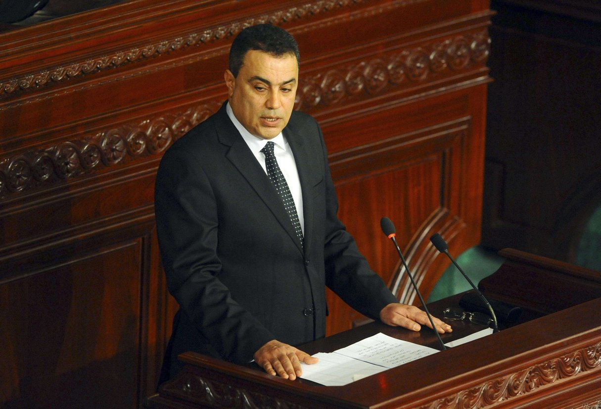 Mehdi Jomâa, alors Premier ministre, devant l'Assemblée à Tunis, en janvier 2014. &copy; Hassene Dridi/AP/SIPA