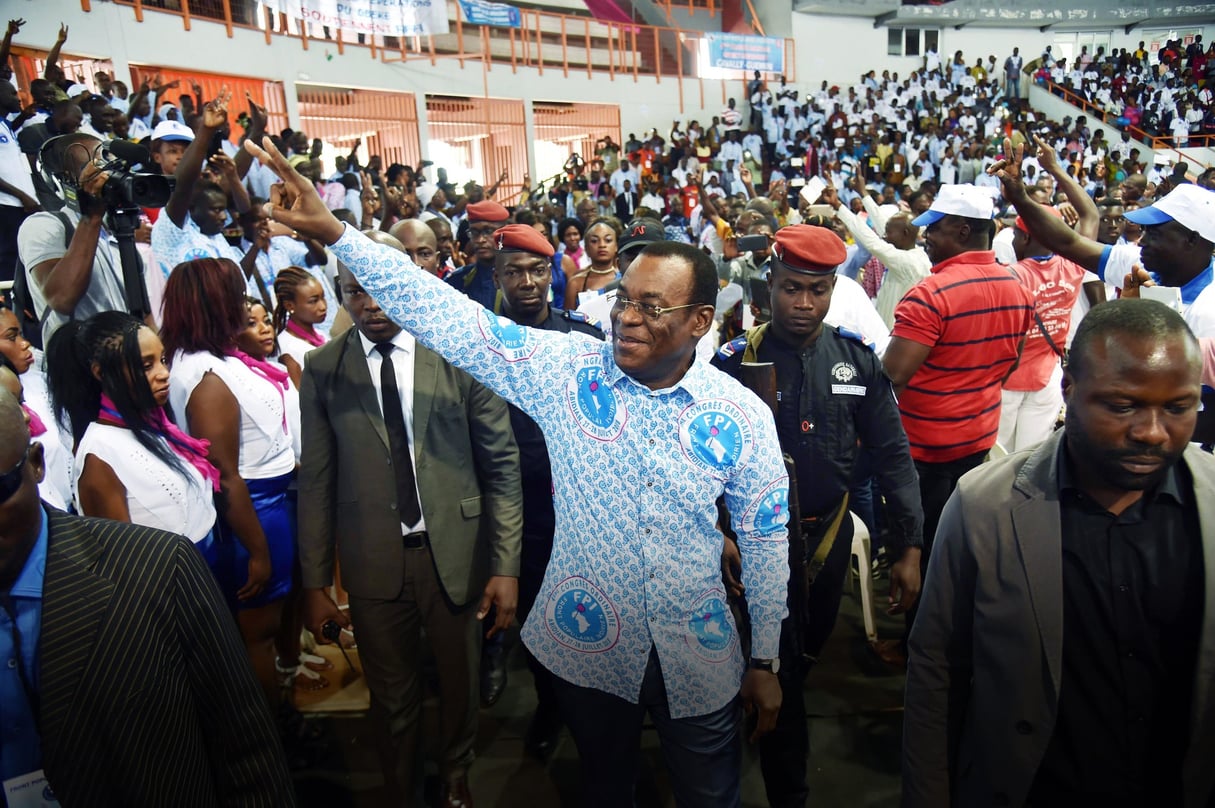 Le président du Front populaire ivoirien, Pascal Affi N’Guessan, à son arrivée au congrès du parti le 27 juillet 2018 à Abidjan &copy; Sia Kambou/AFP