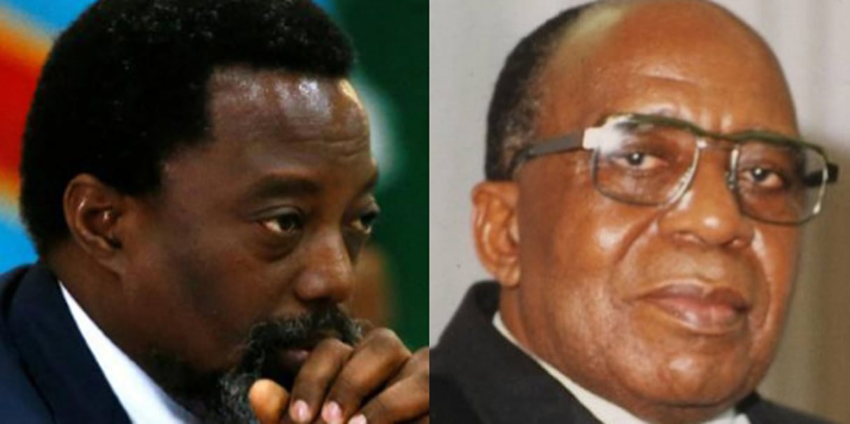 Joseph Kabila, président de la RDC, et Antoine Gizenga, leader du Parti lumumbiste unifié (Palu). © Radio Okapi/AP/SIPA Montage J.A.