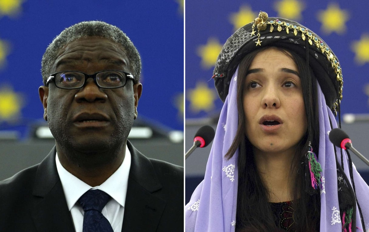Denis Mukwege et Nadia Murad ont reçu le prix Nobel de la Paix 2018. © Christian Lutz/AP/SIPA