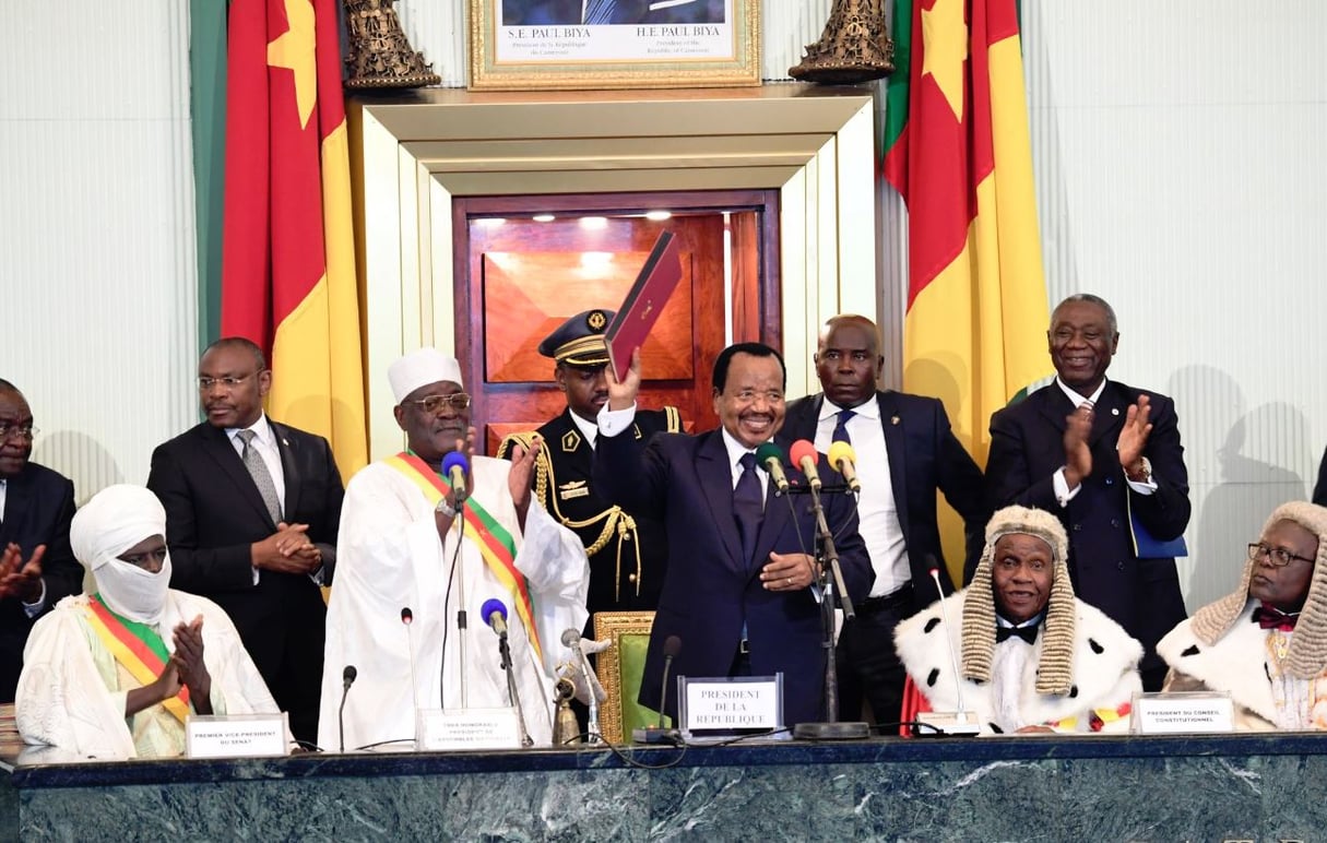 Paul Biya lors de sa prestation de serment pour son septième mandat, le 6 novembre 2018 à Yaoundé. © DR / Cabinet civil de la présidence camerounaise